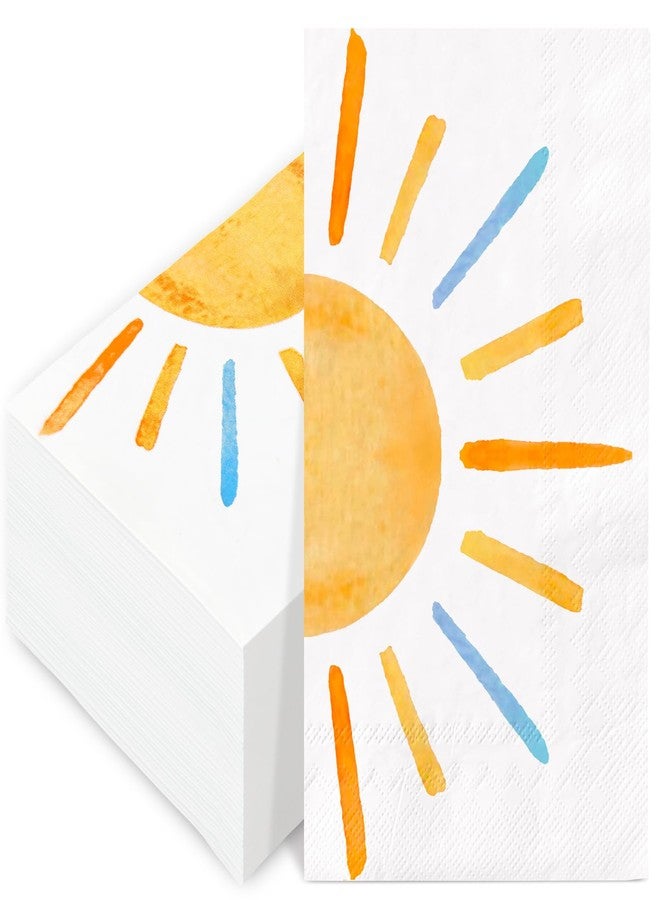 JarThenaAMCS 100Pcs Colorful Sun Paper Guest Napkin First Trip Around The Sun Bathroom Napkin Sunshine Disposable Hand Towel Napkin for Home Party Supplies - Image 1